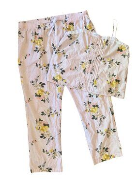 Womens OLD NAVY 2-Piece Pajama Set Floral Print Pants & Cami Pajamas Size L / XL